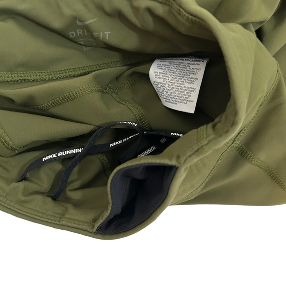 Nike Soul Cycle Olive Green & White Cropped Dri-Fit Athletic Running Leggings, S - Picture 9 of 16